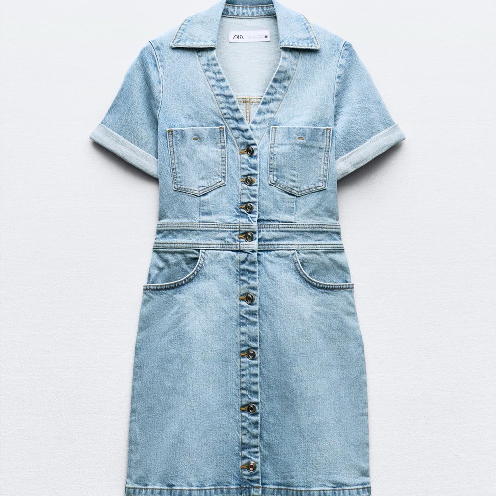 Zara Light Blue Denim Dress